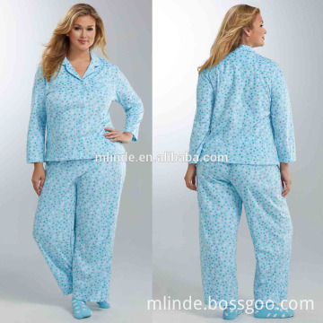 Fat Women Winter Long Sleeve Fleece Girlfriend Pajama Set Plus Size Sleepwear Wholesale High Quality